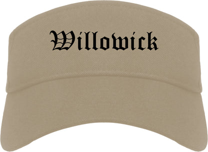 Willowick Ohio OH Old English Mens Visor Cap Hat Khaki
