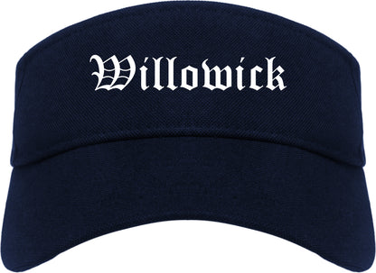 Willowick Ohio OH Old English Mens Visor Cap Hat Navy Blue
