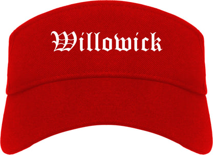 Willowick Ohio OH Old English Mens Visor Cap Hat Red