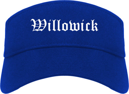 Willowick Ohio OH Old English Mens Visor Cap Hat Royal Blue