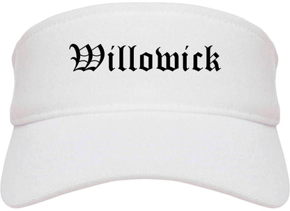 Willowick Ohio OH Old English Mens Visor Cap Hat White