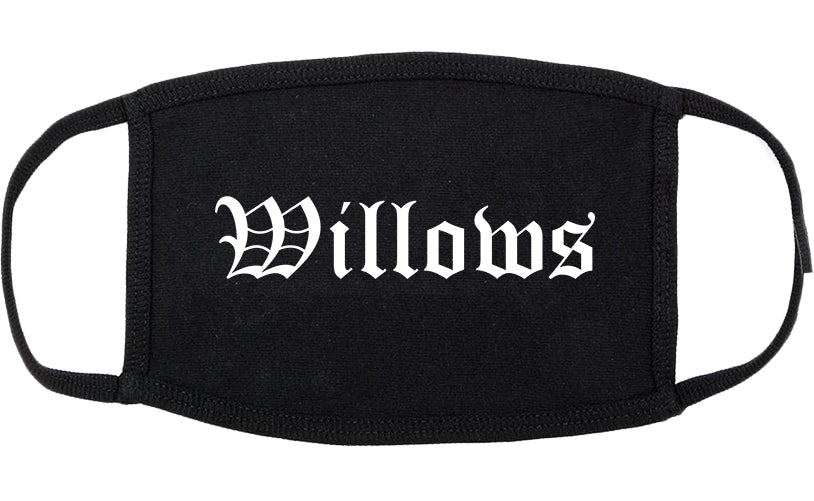 Willows California CA Old English Cotton Face Mask Black