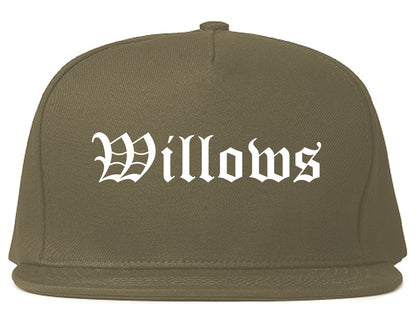 Willows California CA Old English Mens Snapback Hat Grey
