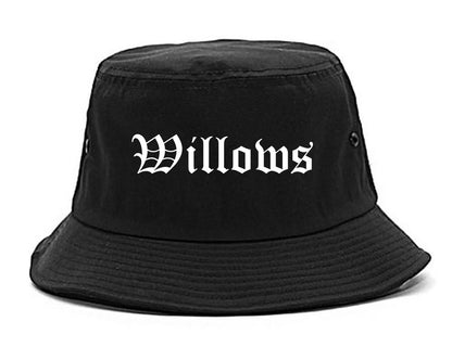 Willows California CA Old English Mens Bucket Hat Black