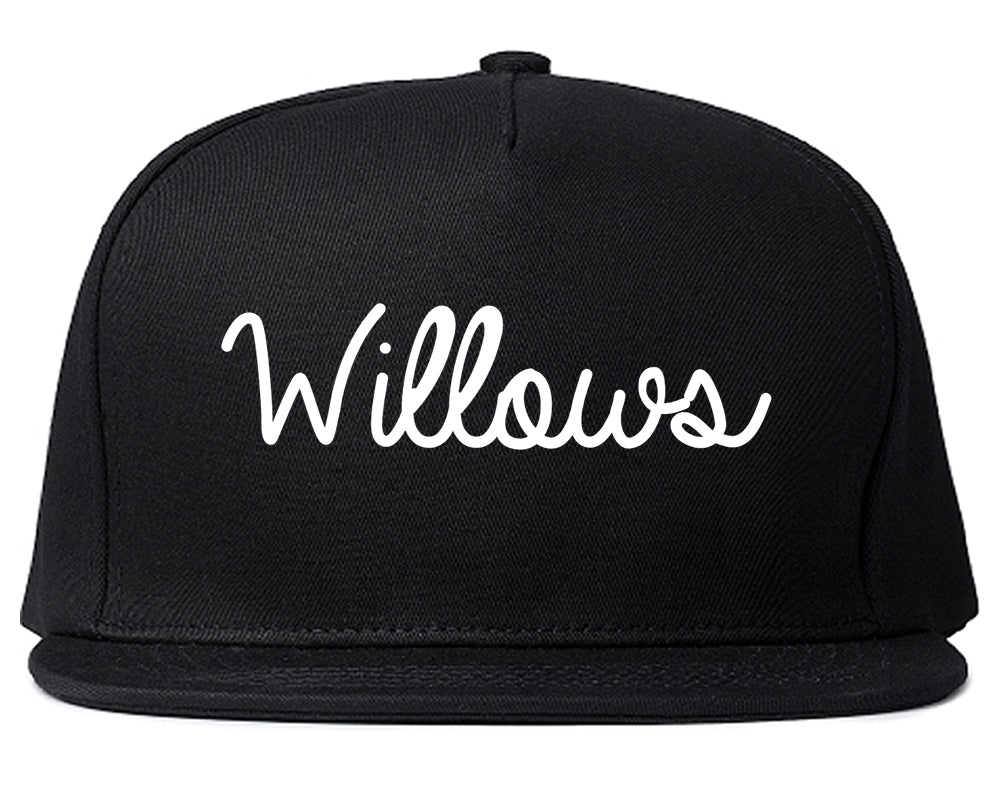 Willows California CA Script Mens Snapback Hat Black