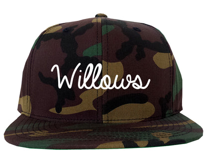 Willows California CA Script Mens Snapback Hat Army Camo