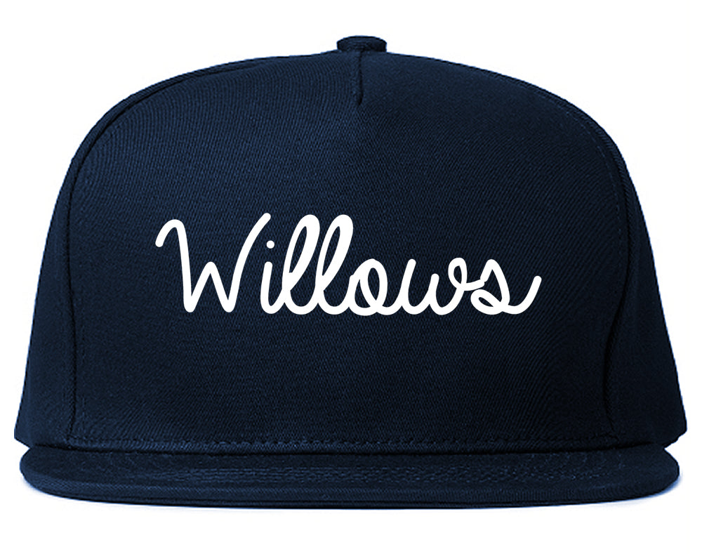 Willows California CA Script Mens Snapback Hat Navy Blue