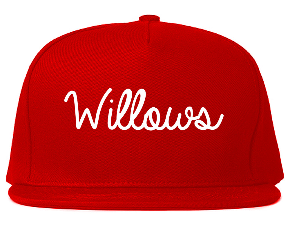 Willows California CA Script Mens Snapback Hat Red
