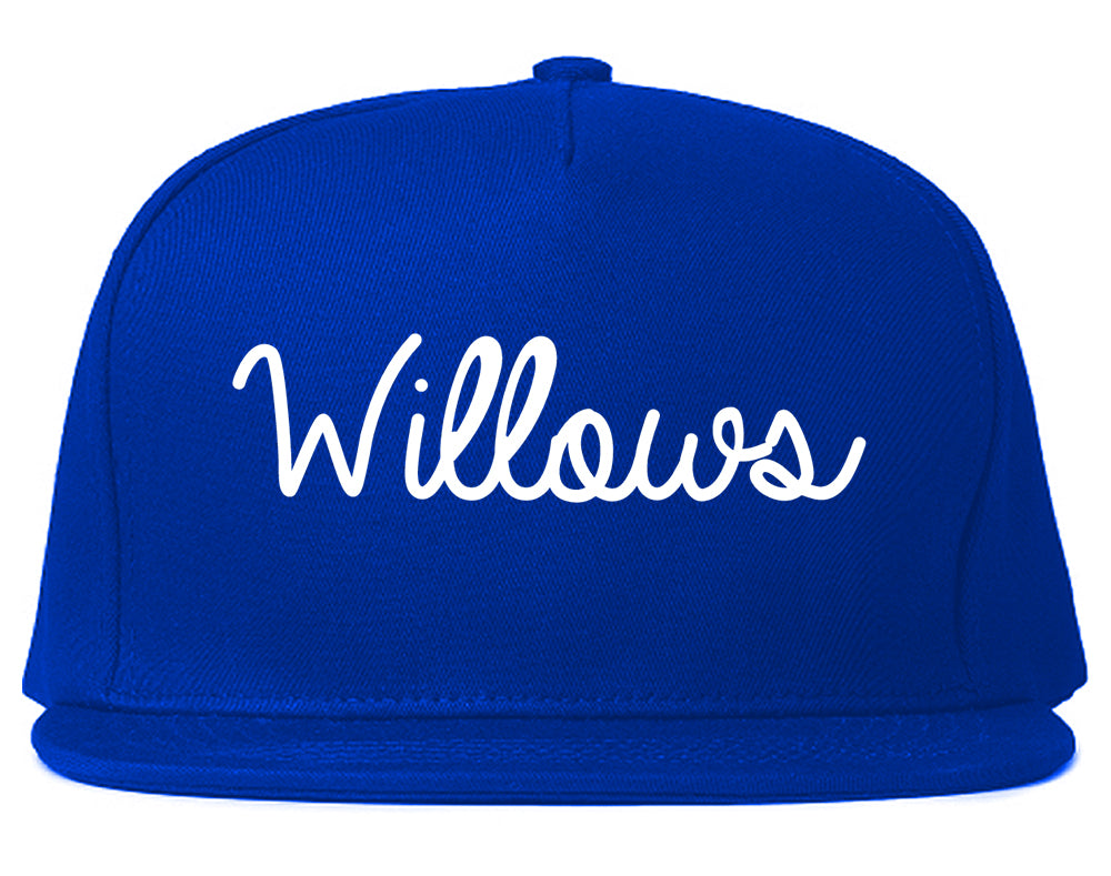 Willows California CA Script Mens Snapback Hat Royal Blue