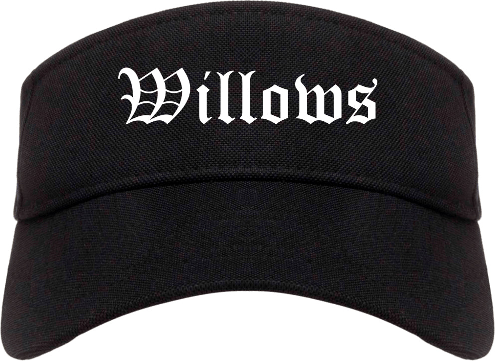 Willows California CA Old English Mens Visor Cap Hat Black