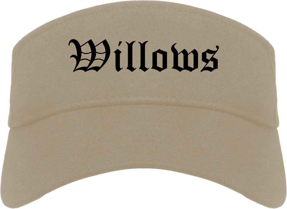 Willows California CA Old English Mens Visor Cap Hat Khaki