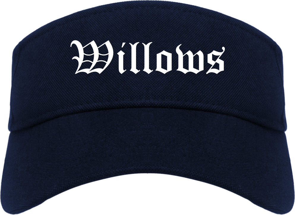 Willows California CA Old English Mens Visor Cap Hat Navy Blue