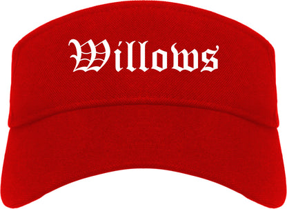 Willows California CA Old English Mens Visor Cap Hat Red