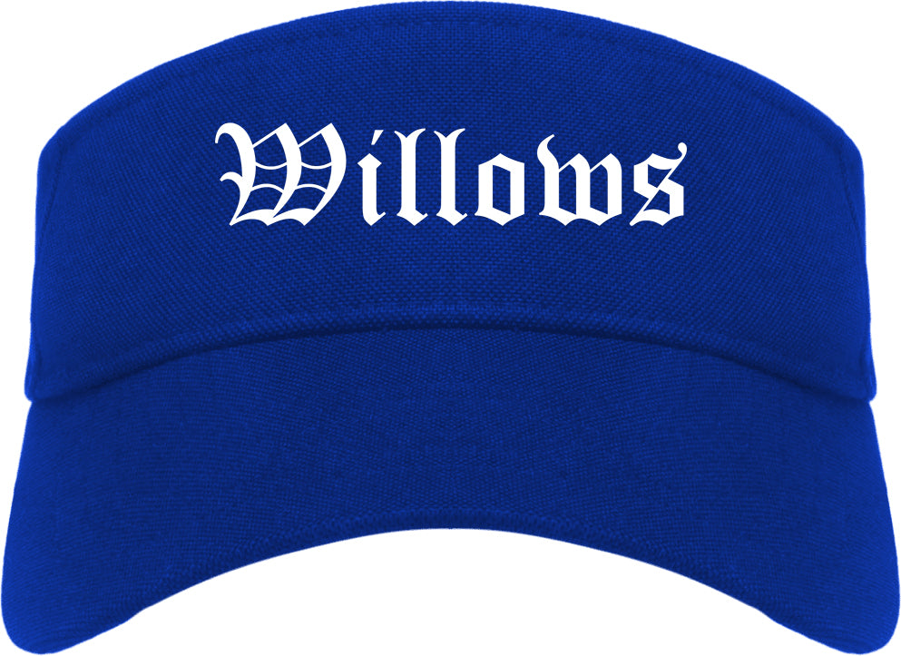 Willows California CA Old English Mens Visor Cap Hat Royal Blue