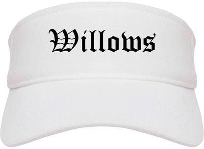 Willows California CA Old English Mens Visor Cap Hat White