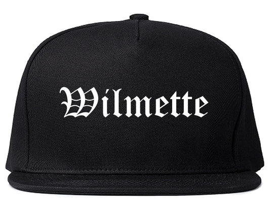Wilmette Illinois IL Old English Mens Snapback Hat Black