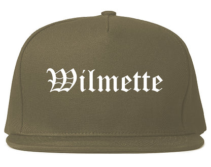 Wilmette Illinois IL Old English Mens Snapback Hat Grey