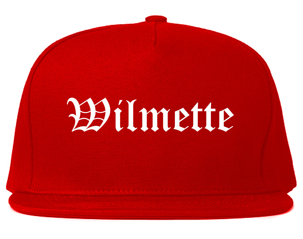 Wilmette Illinois IL Old English Mens Snapback Hat Red