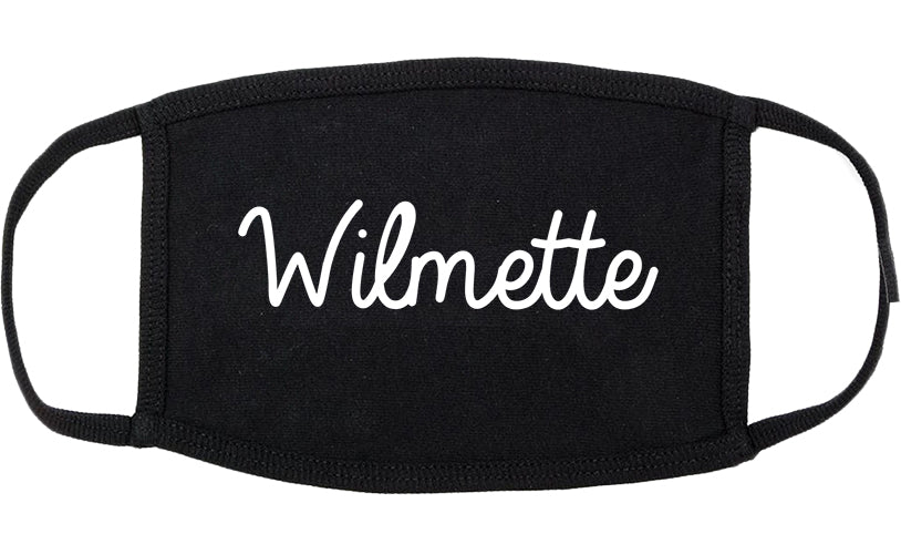 Wilmette Illinois IL Script Cotton Face Mask Black
