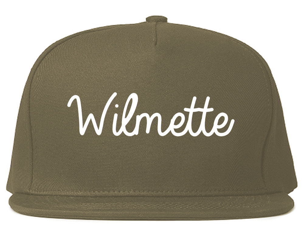 Wilmette Illinois IL Script Mens Snapback Hat Grey