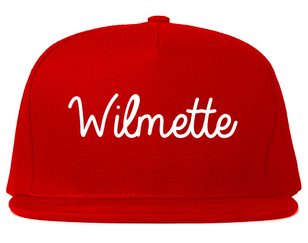 Wilmette Illinois IL Script Mens Snapback Hat Red