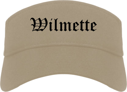 Wilmette Illinois IL Old English Mens Visor Cap Hat Khaki