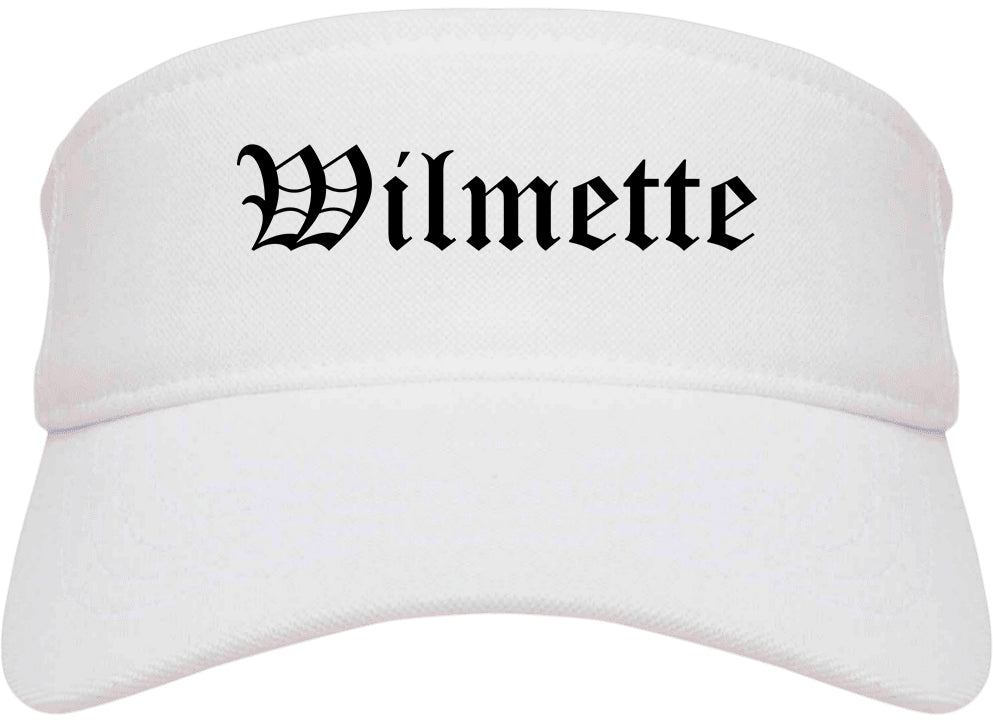 Wilmette Illinois IL Old English Mens Visor Cap Hat White