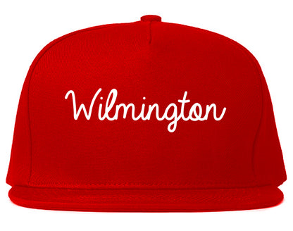 Wilmington Illinois IL Script Mens Snapback Hat Red