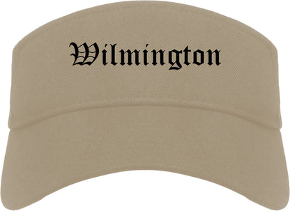 Wilmington North Carolina NC Old English Mens Visor Cap Hat Khaki