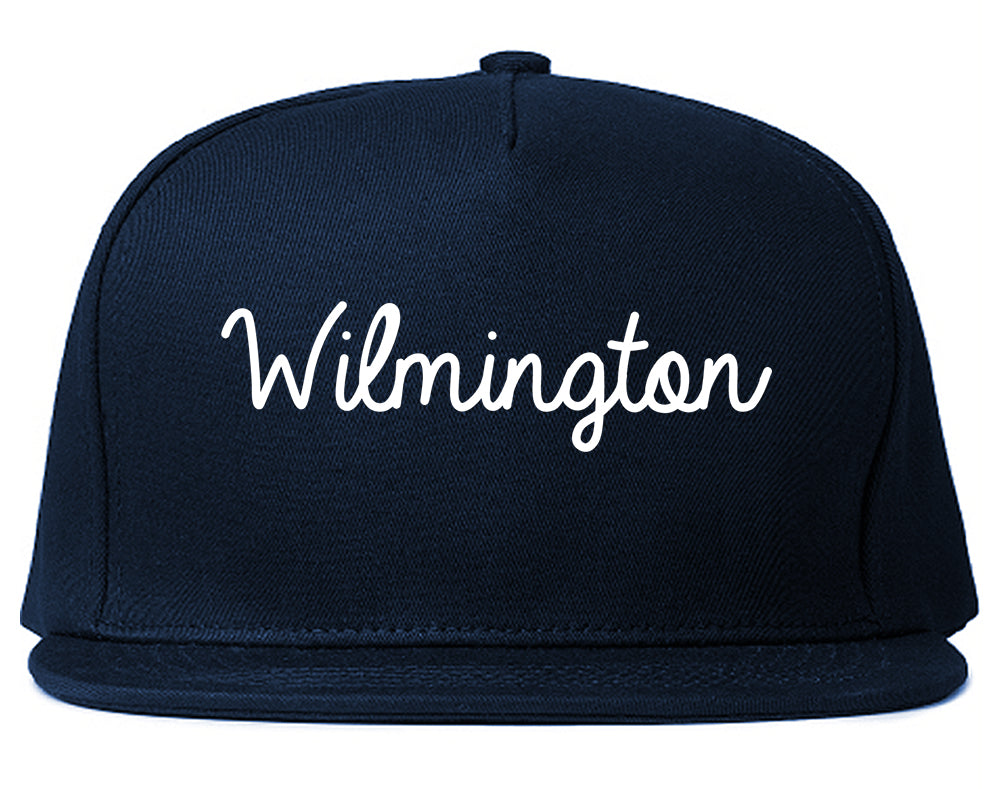 Wilmington Ohio OH Script Mens Snapback Hat Navy Blue