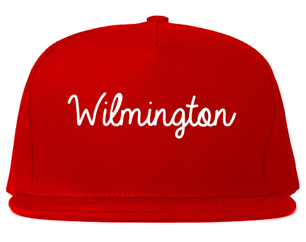 Wilmington Ohio OH Script Mens Snapback Hat Red