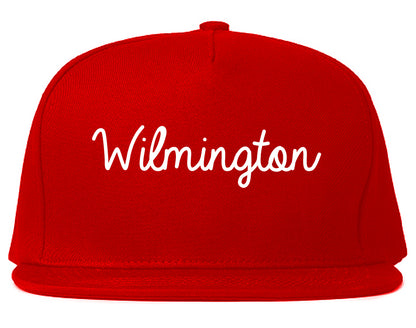 Wilmington Ohio OH Script Mens Snapback Hat Red