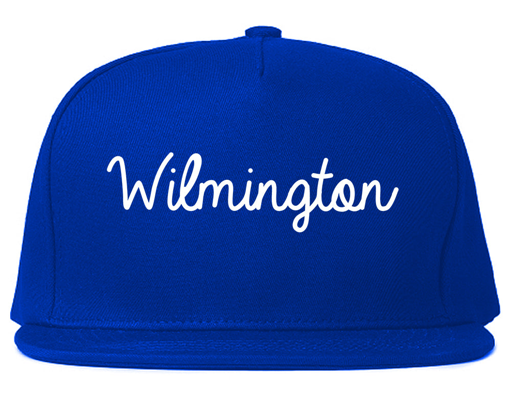 Wilmington Ohio OH Script Mens Snapback Hat Royal Blue
