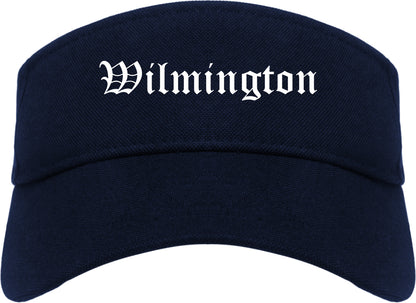 Wilmington Ohio OH Old English Mens Visor Cap Hat Navy Blue