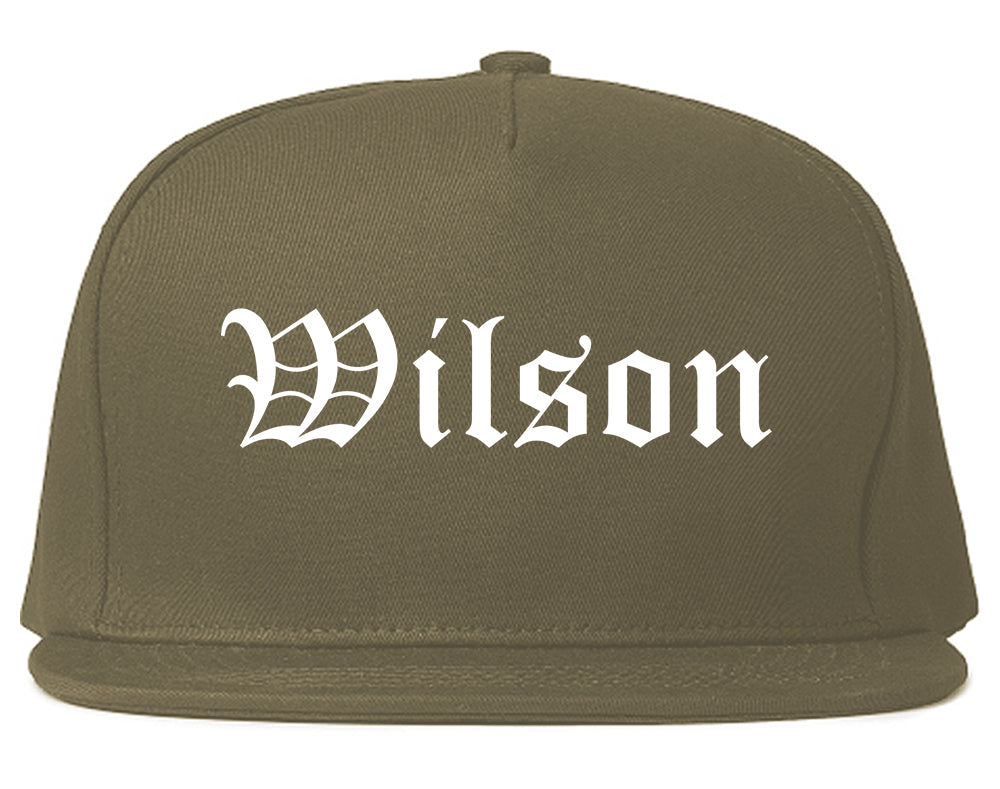 Wilson North Carolina NC Old English Mens Snapback Hat Grey