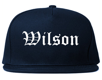Wilson North Carolina NC Old English Mens Snapback Hat Navy Blue