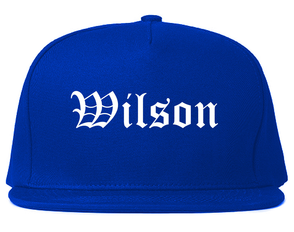 Wilson North Carolina NC Old English Mens Snapback Hat Royal Blue