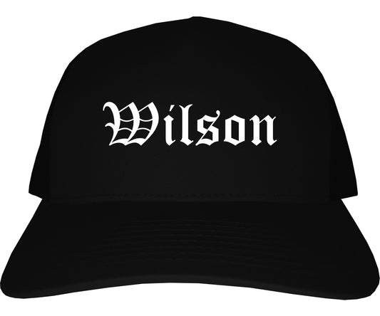 Wilson North Carolina NC Old English Mens Trucker Hat Cap Black