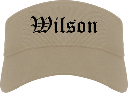 Wilson North Carolina NC Old English Mens Visor Cap Hat Khaki