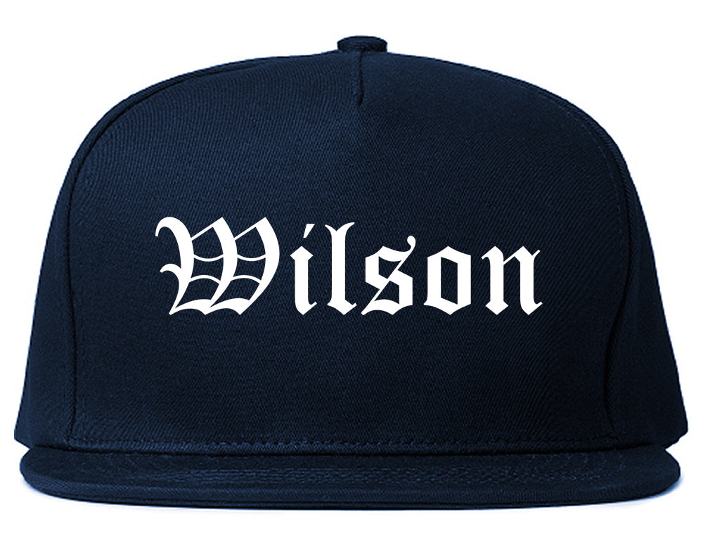Wilson Pennsylvania PA Old English Mens Snapback Hat Navy Blue
