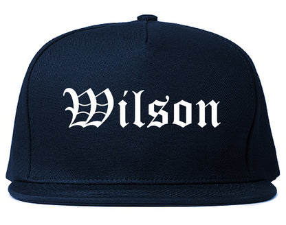 Wilson Pennsylvania PA Old English Mens Snapback Hat Navy Blue