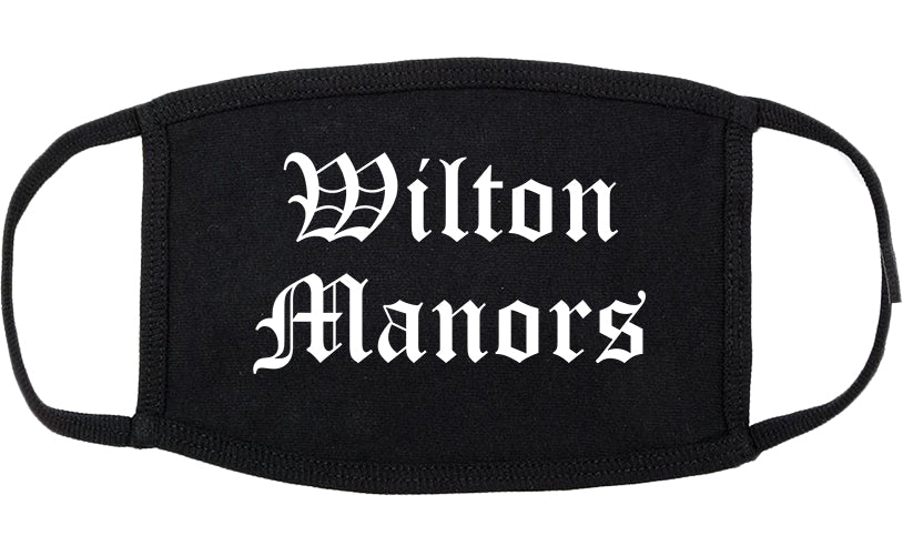 Wilton Manors Florida FL Old English Cotton Face Mask Black