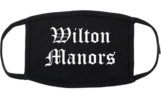 Wilton Manors Florida FL Old English Cotton Face Mask Black