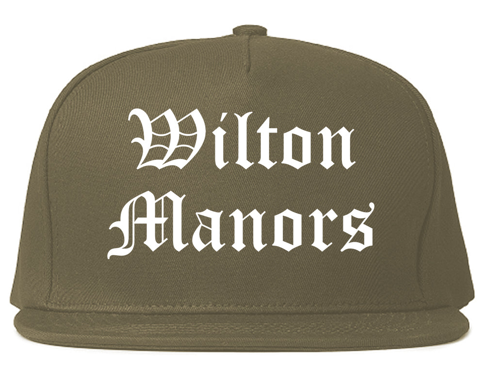 Wilton Manors Florida FL Old English Mens Snapback Hat Grey