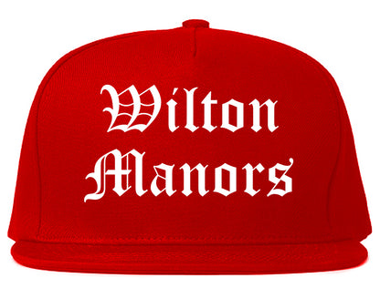 Wilton Manors Florida FL Old English Mens Snapback Hat Red