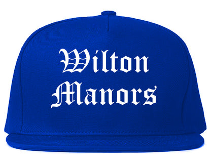 Wilton Manors Florida FL Old English Mens Snapback Hat Royal Blue