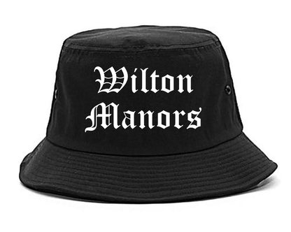Wilton Manors Florida FL Old English Mens Bucket Hat Black