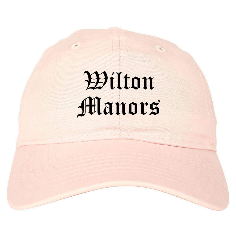 Wilton Manors Florida FL Old English Mens Dad Hat Baseball Cap Pink