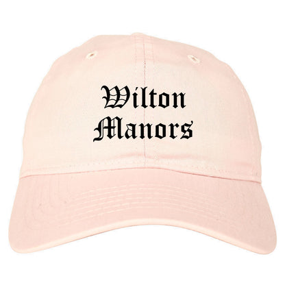 Wilton Manors Florida FL Old English Mens Dad Hat Baseball Cap Pink