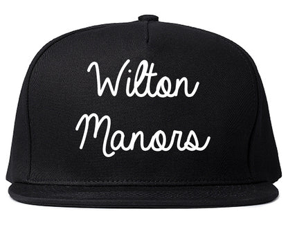 Wilton Manors Florida FL Script Mens Snapback Hat Black